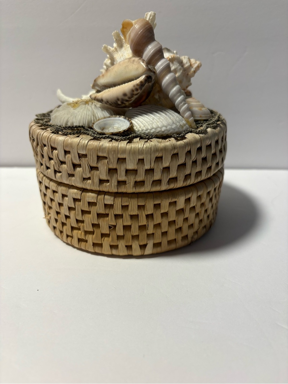Natural Woven Shell coaster Box - Beige